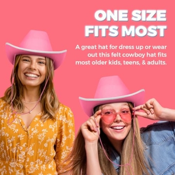 Bedwina Pink Cowgirl Hat - Adjustable Felt Hat for Fun Events