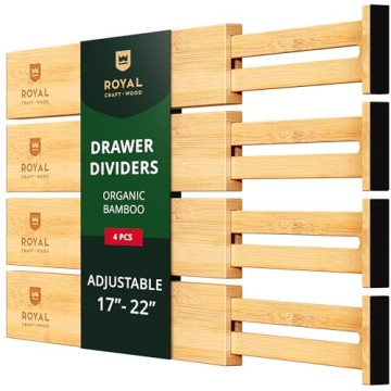 Adjustable Bamboo Drawer Dividers Organizer 4-Pack