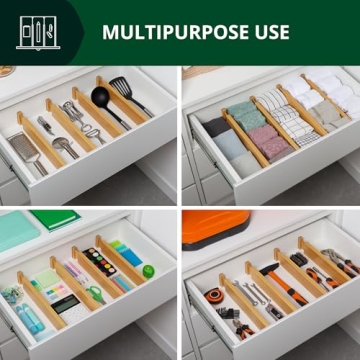 Adjustable Bamboo Drawer Dividers Organizer 4-Pack
