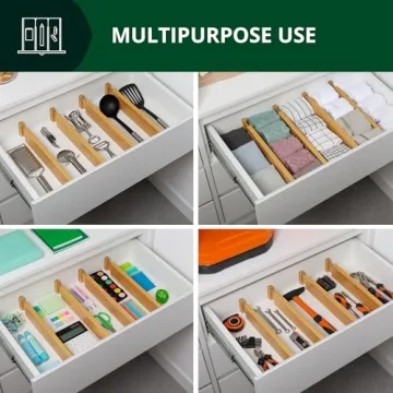 Adjustable Bamboo Drawer Dividers Organizer 4-Pack