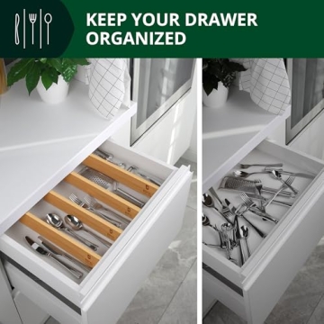 Adjustable Bamboo Drawer Dividers Organizer 4-Pack