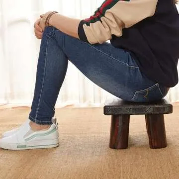 SINOBEST Wooden Stool - Sturdy Step Stool for All Ages