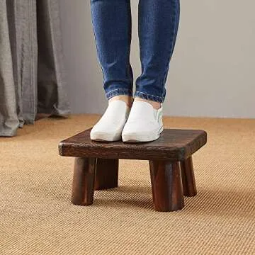 SINOBEST Wooden Stool - Sturdy Step Stool for All Ages