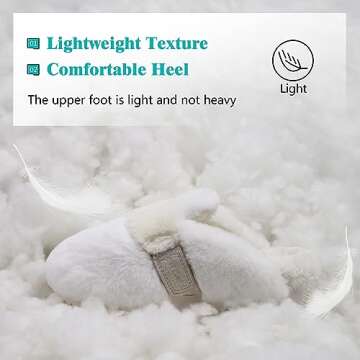 ONCAI Slippers for Women,Plush Faux Rabbit Fur Soft Cushion Fluffy Memory Foam Footbed Fashion Winter Warm Outdoor House Slippers Slip On Hard Rubber Soles White US Size 10