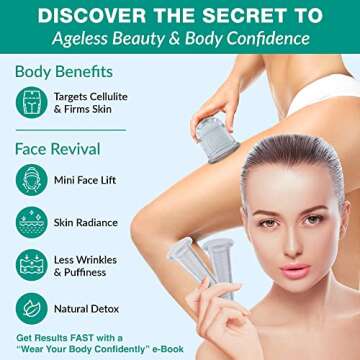 Lure Essentials 7 Cups with Exfoliating Brush Face and Body Cupping Therapy Set Facial Cupping Set with Body Cellulite Massage Cups