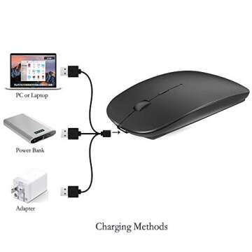 KLO Rechargeable Bluetooth 5.2/3.0/Type-C/USB-2.4G Mouse for MacBook/MacBook air/Pro/iPad, Wireless Mouse for Laptop/Notebook/pc/iPad/Chromebook (Black)
