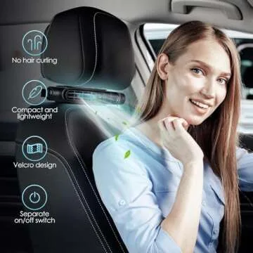 Keweis Car Fan Seat Cooling Fan, USB Car Headrest Fan for Front Rear Seat, Car Fan for Backseat, USB Powered 3 Speeds Portable Car Cooling Fan for SUV, RV, Vehicles (Black)