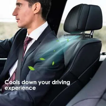 Keweis Car Fan Seat Cooling Fan, USB Car Headrest Fan for Front Rear Seat, Car Fan for Backseat, USB Powered 3 Speeds Portable Car Cooling Fan for SUV, RV, Vehicles (Black)