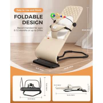 Comfortable Baby Bouncer Seat for Infants 0-12 Months