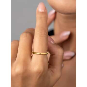 FaithHeart Mens Stainless Steel Wedding Band Rings - 2/4/6/8 mm Silver/Black/Gold Plated Polished We...