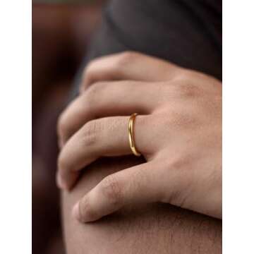 FaithHeart Mens Stainless Steel Wedding Band Rings - 2/4/6/8 mm Silver/Black/Gold Plated Polished Wedding Bands Non Tarnish Engagement Ring Mens Ring Comfort Fit Size 4-12