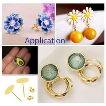 Adabele 200pcs Hypoallergenic Stud Earring Posts Findings Gold Plated 3mm Small Flat Board Glue On Setting 200pcs Earnut Backs for DIY Craft Earrings Jewelry Making CF222-3