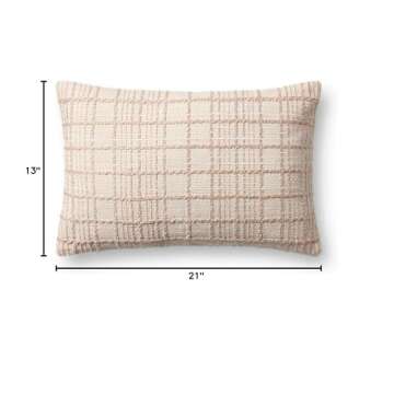 Loloi Magnolia Home by Joanna Gaines Liv Collection PMH0064 Beige 13'' x 21'' Cover w/Poly Pillow