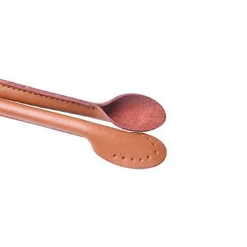 Wento Pair 24'' Genuine Leather Purses Straps with Ear Shape End,Punch Hole Ready,Real Leather Bag Handles,Replacement Purse Straps,Handbag Bag Wallet Straps WT0003 (24'', Camel)…