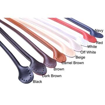 Wento Pair 24'' Genuine Leather Purses Straps with Ear Shape End,Punch Hole Ready,Real Leather Bag Handles,Replacement Purse Straps,Handbag Bag Wallet Straps WT0003 (24'', Camel)…