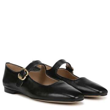 Sam Edelman Women's Michaela Mary Jane Flat Black 6.5 Medium