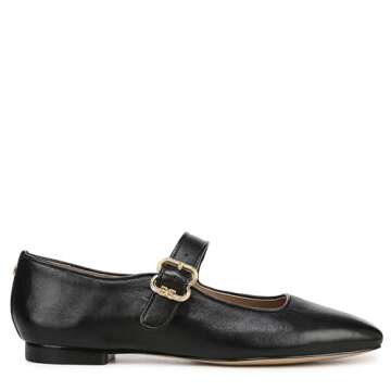 Sam Edelman Women's Michaela Mary Jane Flat Black 6.5 Medium