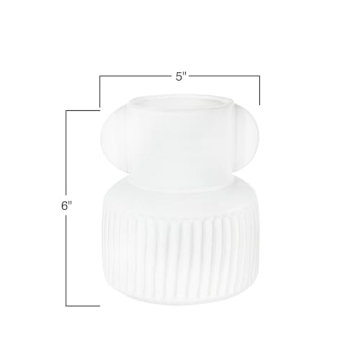 Creative Co-Op Pleated Stoneware Vase with Handles