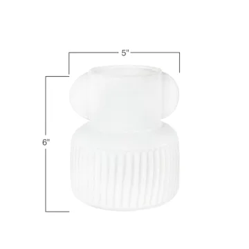 Creative Co-Op Pleated Stoneware Vase with Handles