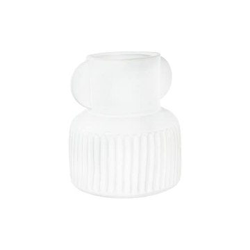 Creative Co-Op Pleated Stoneware Vase with Handles