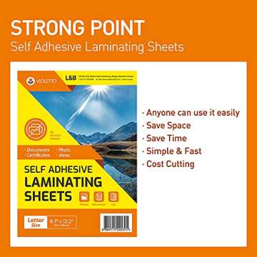 VIOLETTO Self-Adhesive Laminating Sheets - 50 Pack - No Machines Needed