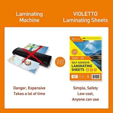 VIOLETTO Self-Adhesive Laminating Sheets - 50 Pack - No Machines Needed