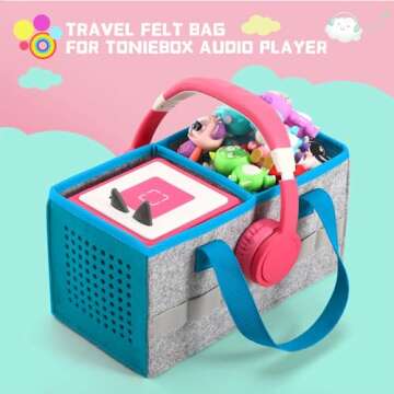 PISOSN Carrying Case for Toniebox Starter Set and Tonies Figurines, Travel Felt Cloth Musical Toy Fo...
