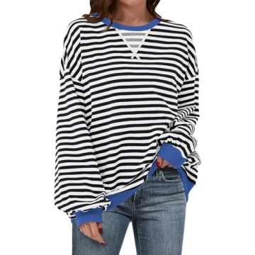 Trendy ANRABESS Striped Oversized Sweatshirt for Women