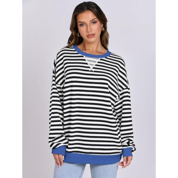 Trendy ANRABESS Striped Oversized Sweatshirt for Women