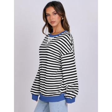Trendy ANRABESS Striped Oversized Sweatshirt for Women
