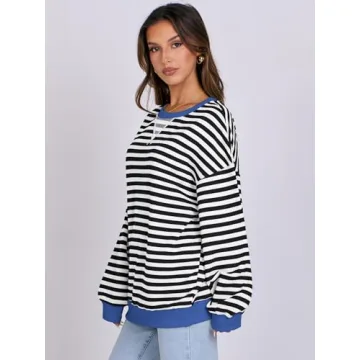 Trendy ANRABESS Striped Oversized Sweatshirt for Women