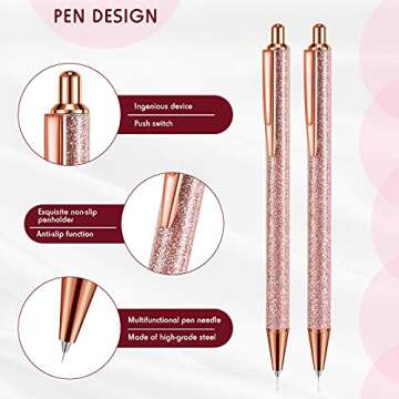 Epakh 3 Pieces Weeding Pen Vinyl Pen Pin Weeding Tool Retractable Pin Pen Fine Point Weeding Pin Pen Glitter Metal Vinyl Air Release Installation for DIY Craft
