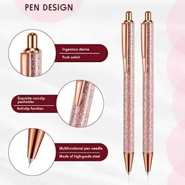 Epakh 3 Pieces Weeding Pen Vinyl Pen Pin Weeding Tool Retractable Pin Pen Fine Point Weeding Pin Pen Glitter Metal Vinyl Air Release Installation for DIY Craft