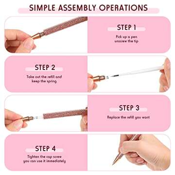 Epakh 3 Pieces Weeding Pen Vinyl Pen Pin Weeding Tool Retractable Pin Pen Fine Point Weeding Pin Pen Glitter Metal Vinyl Air Release Installation for DIY Craft