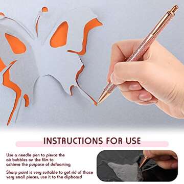Epakh 3 Pieces Weeding Pen Vinyl Pen Pin Weeding Tool Retractable Pin Pen Fine Point Weeding Pin Pen Glitter Metal Vinyl Air Release Installation for DIY Craft