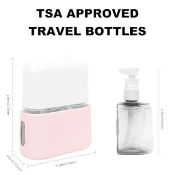 Skycase Travel Bottles, Travel Size Toiletries - Leak Proof Refillable Tsa Approved Travel Bottles, 2 in 1 Travel Containers with Labels Airplane Accessories Kits for Lotion Liquid (Pink)