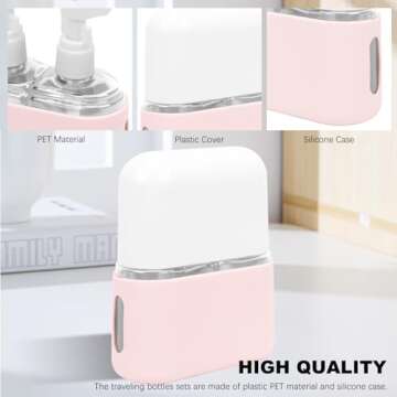 Skycase Travel Bottles, Travel Size Toiletries - Leak Proof Refillable Tsa Approved Travel Bottles, 2 in 1 Travel Containers with Labels Airplane Accessories Kits for Lotion Liquid (Pink)