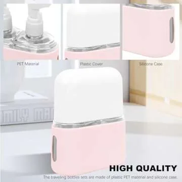 Skycase Travel Bottles, Travel Size Toiletries - Leak Proof Refillable Tsa Approved Travel Bottles, 2 in 1 Travel Containers with Labels Airplane Accessories Kits for Lotion Liquid (Pink)