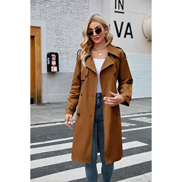 Makkrom Women's Stylish Double Breasted Trench Coat