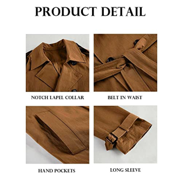 Makkrom Women's Stylish Double Breasted Trench Coat