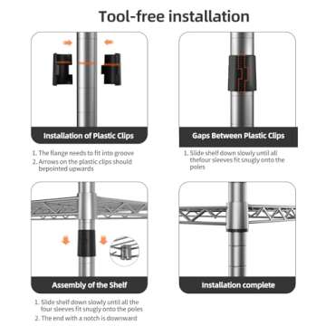 SINGAYE 4 Tier Shelf Adjustable Storage Shelf Wire Shelving 400LBS Load Capacity Metal Storage Rack for Kitchen Office Home Storage Pantry Room Silver 11.5" DX17.5 WX43.5 H