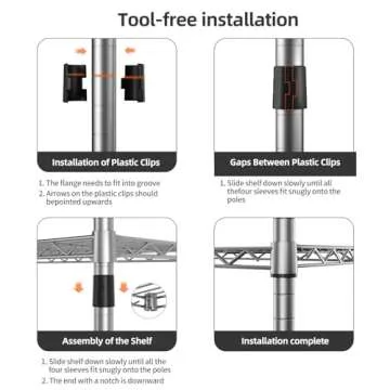 SINGAYE 4 Tier Shelf Adjustable Storage Shelf Wire Shelving 400LBS Load Capacity Metal Storage Rack for Kitchen Office Home Storage Pantry Room Silver 11.5" DX17.5 WX43.5 H