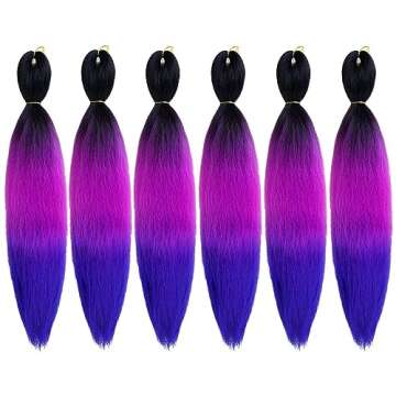 Pre Stretched Braiding Hair Extensions 26 Inch 6 Pcs Phoenixfly Ombre Hair for Twists & Braids