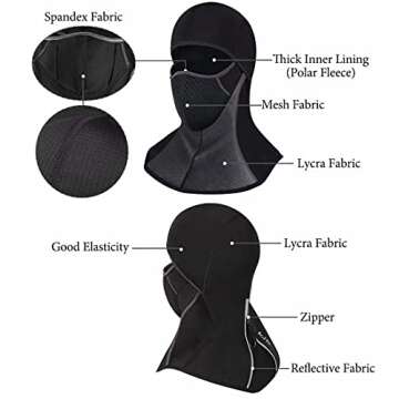 ROTTO Balaclava Face Mask for Motorcycle Motorbike Cycling Winter Full Face Masks Thermal Polar Fleece for Men Women