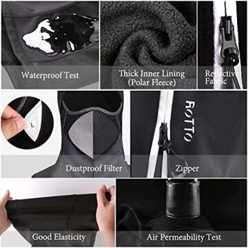 ROTTO Balaclava Face Mask for Motorcycle Motorbike Cycling Winter Full Face Masks Thermal Polar Fleece for Men Women