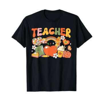 Teacher Fall Autumn Pumpkin Thanksgiving Thankful Teacher T-Shirt