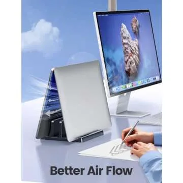 Vaydeer Vertical Laptop Stand for Desk, Dual Slots Plastic Laptop Holder with Space Saving 4-in-1 Design, Adjustable Laptop Stand Supports MacBook, Chromebook, Surface, Dell