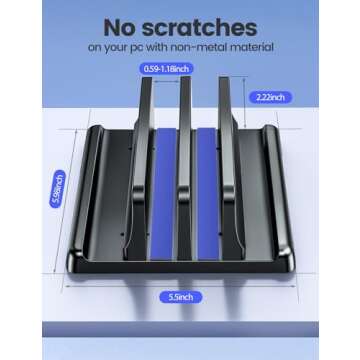 Vaydeer Vertical Laptop Stand for Desk, Dual Slots Plastic Laptop Holder with Space Saving 4-in-1 Design, Adjustable Laptop Stand Supports MacBook, Chromebook, Surface, Dell