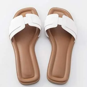 Stratuxx Kaze Womens Flat Sandals Flat Slide Sandals White,Black, Brown,Metallic Flat Sandals Leopard