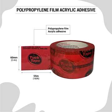 Tuck Tape Construction Sheathing Tape, Epoxy Resin Tape, 2.4 in x 180 ft (Red)